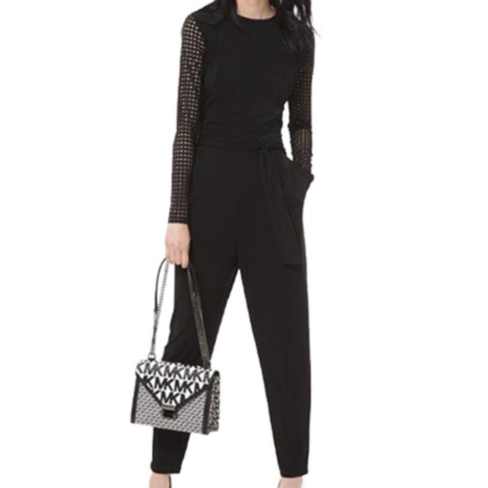 Michael Kors Mesh Sleeve Black Jumpsuit Never Worn